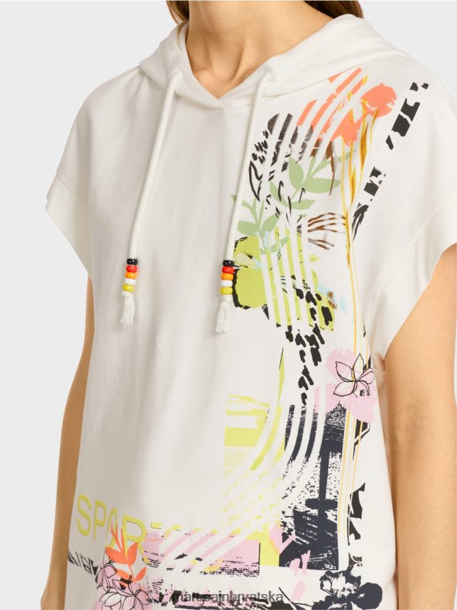 prljavo bijela Marc Cain majica s kapuljačom i resama odjeća 4D66P41225