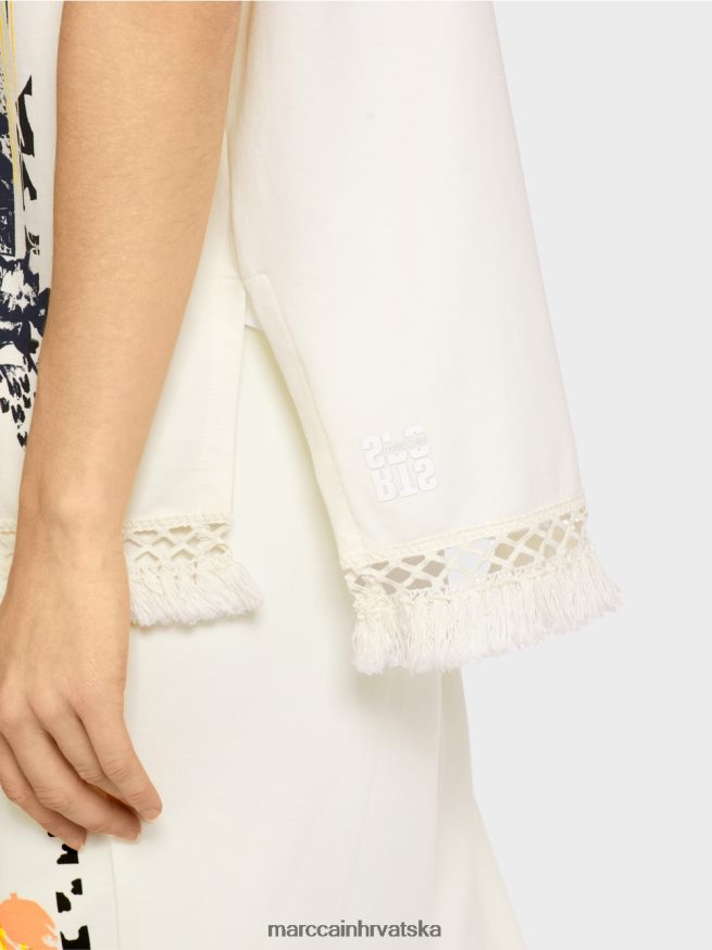 prljavo bijela Marc Cain majica s kapuljačom i resama odjeća 4D66P41225