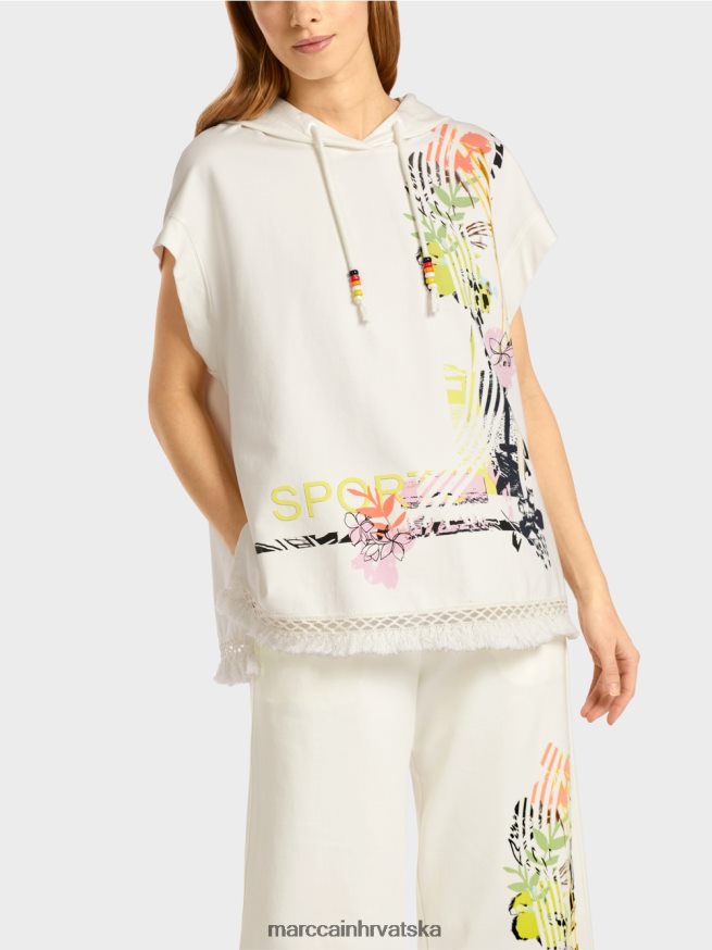 prljavo bijela Marc Cain majica s kapuljačom i resama odjeća 4D66P41225