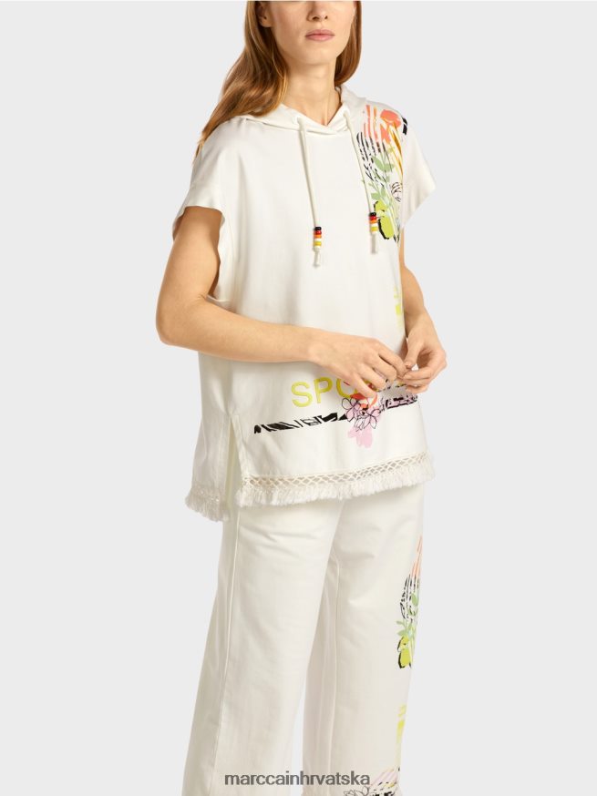 prljavo bijela Marc Cain majica s kapuljačom i resama odjeća 4D66P41225