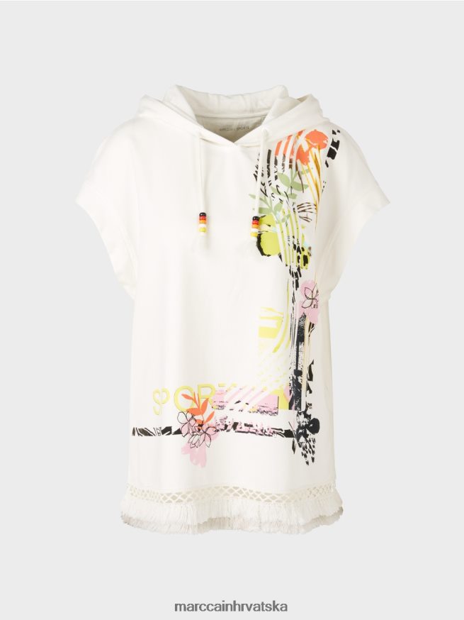 prljavo bijela Marc Cain majica s kapuljačom i resama odjeća 4D66P41225
