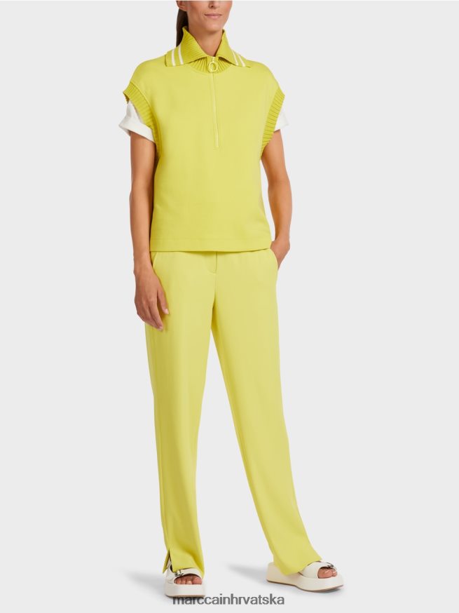 zeleni sumpor Marc Cain majica bez rukava s rebrastim ovratnikom odjeća 4D66P41226