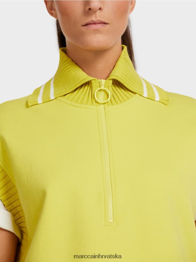 zeleni sumpor Marc Cain majica bez rukava s rebrastim ovratnikom odjeća 4D66P41226