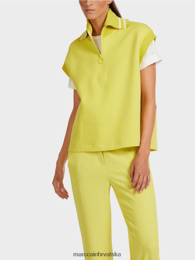 zeleni sumpor Marc Cain majica bez rukava s rebrastim ovratnikom odjeća 4D66P41226