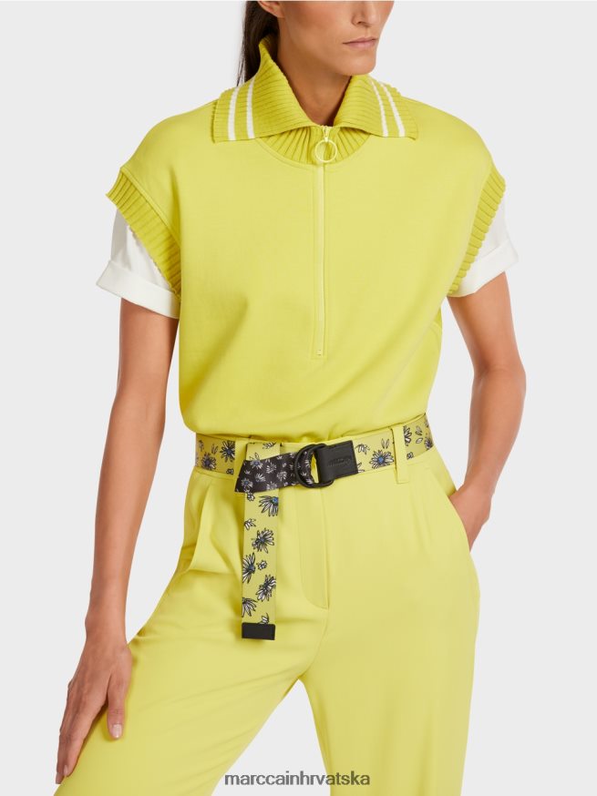 zeleni sumpor Marc Cain majica bez rukava s rebrastim ovratnikom odjeća 4D66P41226