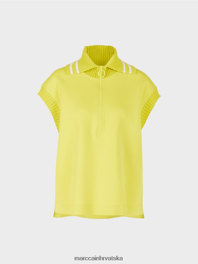 zeleni sumpor Marc Cain majica bez rukava s rebrastim ovratnikom odjeća 4D66P41226