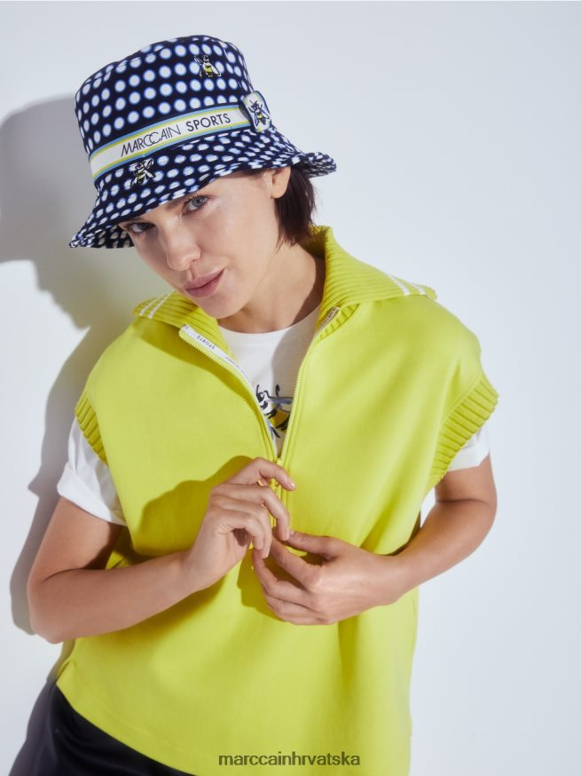 zeleni sumpor Marc Cain majica bez rukava s rebrastim ovratnikom odjeća 4D66P41226