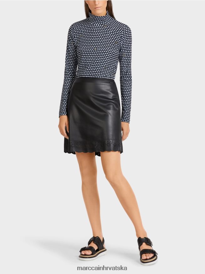 crno Marc Cain lepršava mini suknja od umjetne kože odjeća 4D66P4506