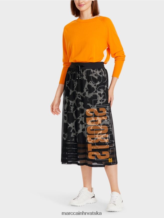 crno Marc Cain mrežasta suknja s otisnutom postavom odjeća 4D66P4501