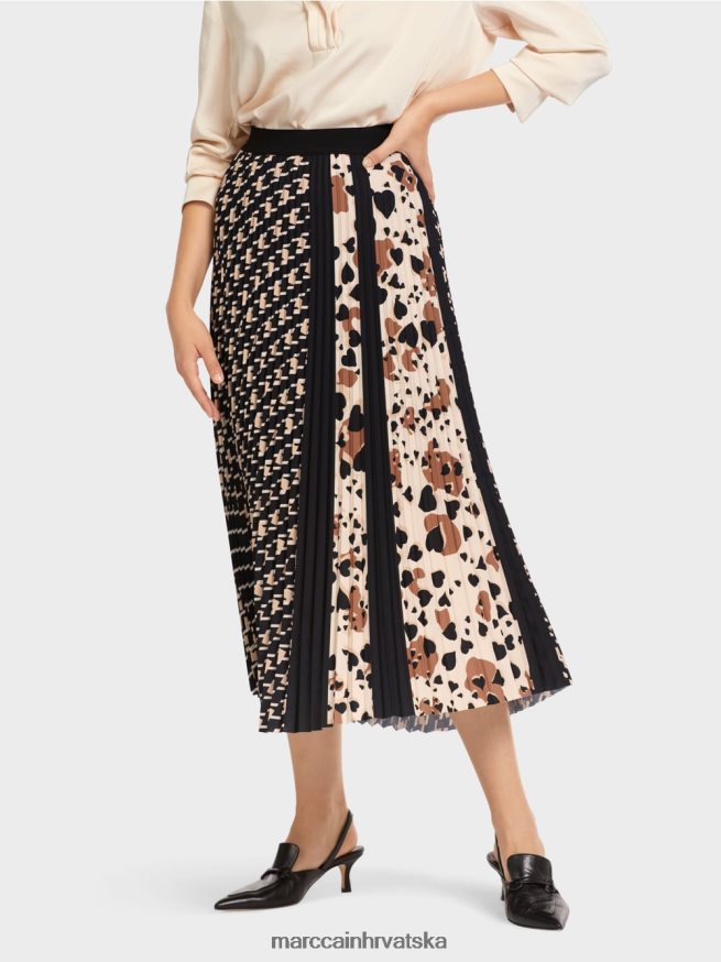 crno Marc Cain plisirana suknja u miksu uzoraka odjeća 4D66P4511