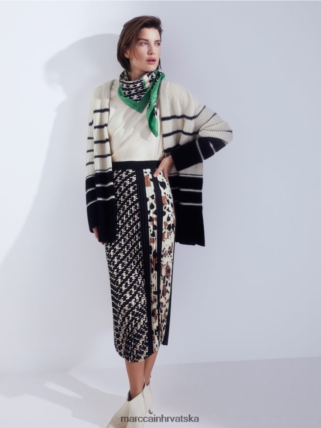 crno Marc Cain plisirana suknja u miksu uzoraka odjeća 4D66P4511