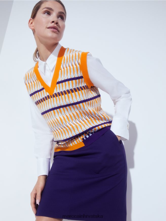 kraljevski ljubičasta Marc Cain suknja uskog kroja s ukrasnim mc lancem odjeća 4D66P4514