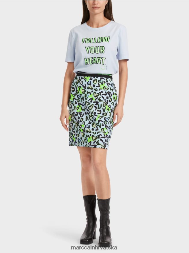 meka puderasto plava Marc Cain uska mini suknja s printom grafita odjeća 4D66P4470
