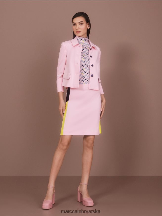 nježno puder roza Marc Cain mini suknja s prugama koje blokiraju boju odjeća 4D66P4473