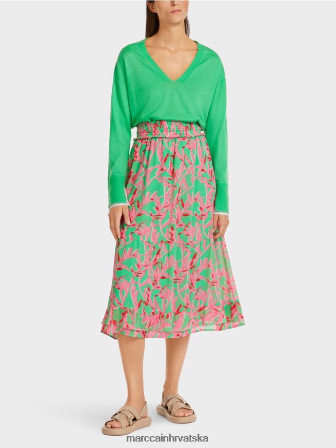 svijetli žad Marc Cain volan suknja s cvjetnim uzorkom odjeća 4D66P4499