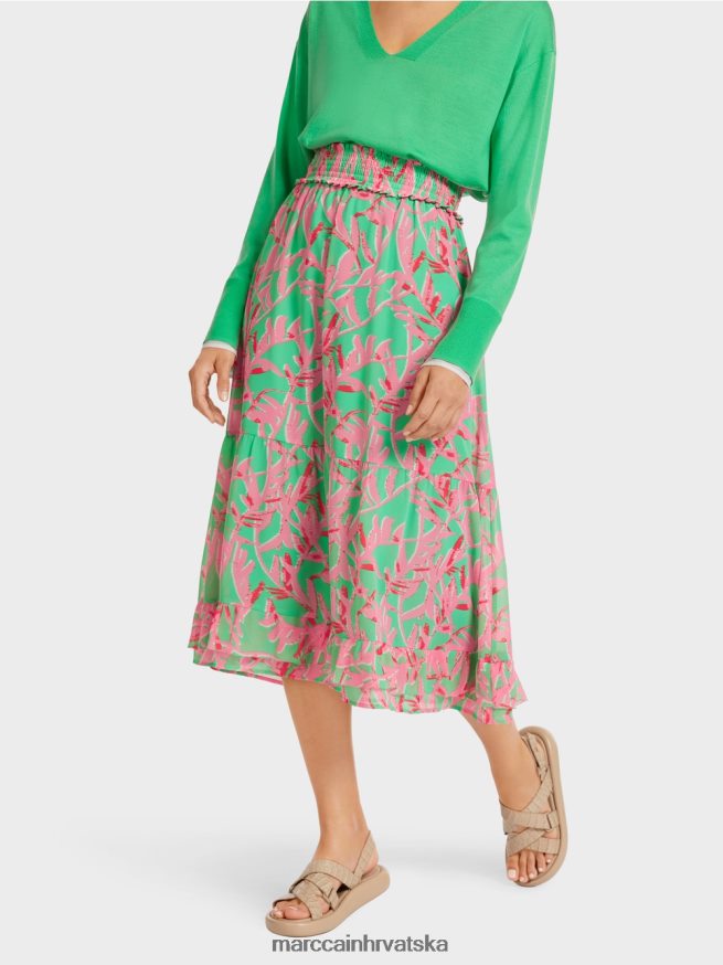 svijetli žad Marc Cain volan suknja s cvjetnim uzorkom odjeća 4D66P4499