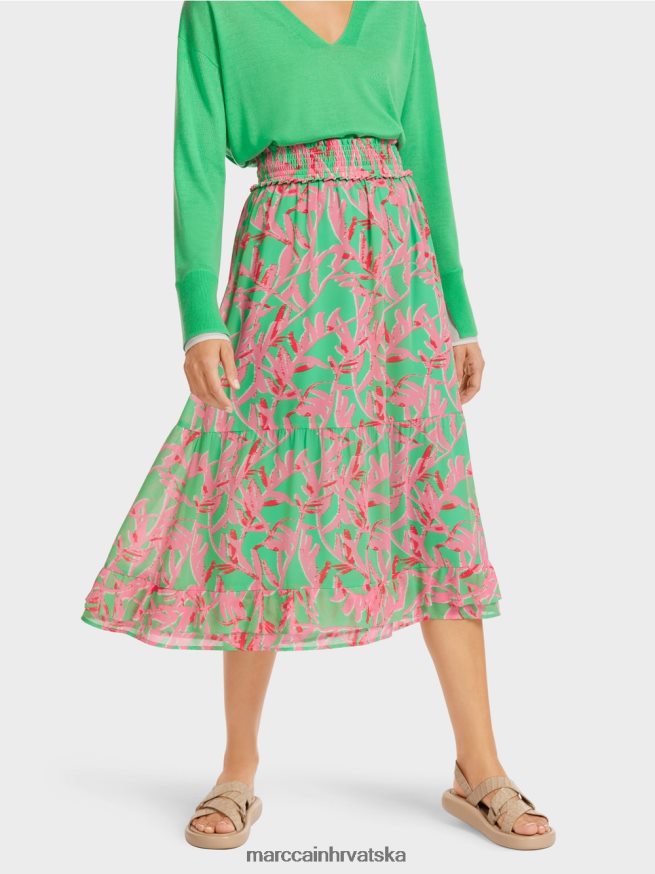 svijetli žad Marc Cain volan suknja s cvjetnim uzorkom odjeća 4D66P4499