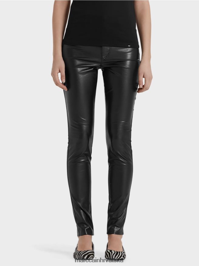 crno Marc Cain drainpipe hlače od imitacije kože odjeća 4D66P4831