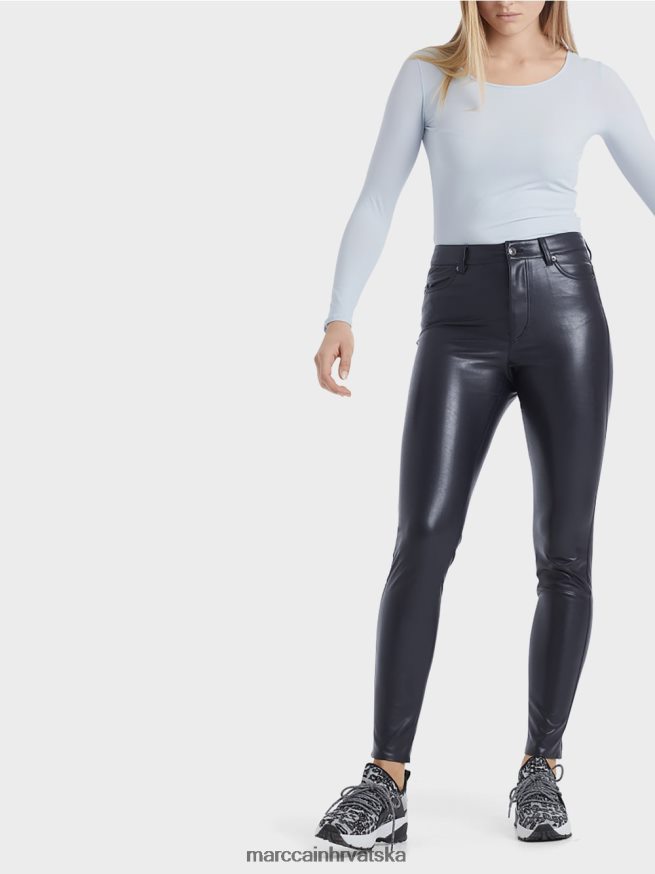 ponoćno plava Marc Cain drainpipe hlače od imitacije kože odjeća 4D66P4832