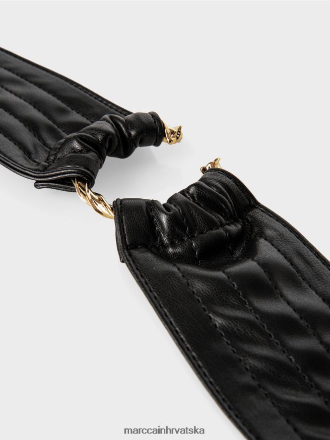 crno Marc Cain pojas oko struka s tordiranim ukrašenim prstenom oprema 4D66P41743