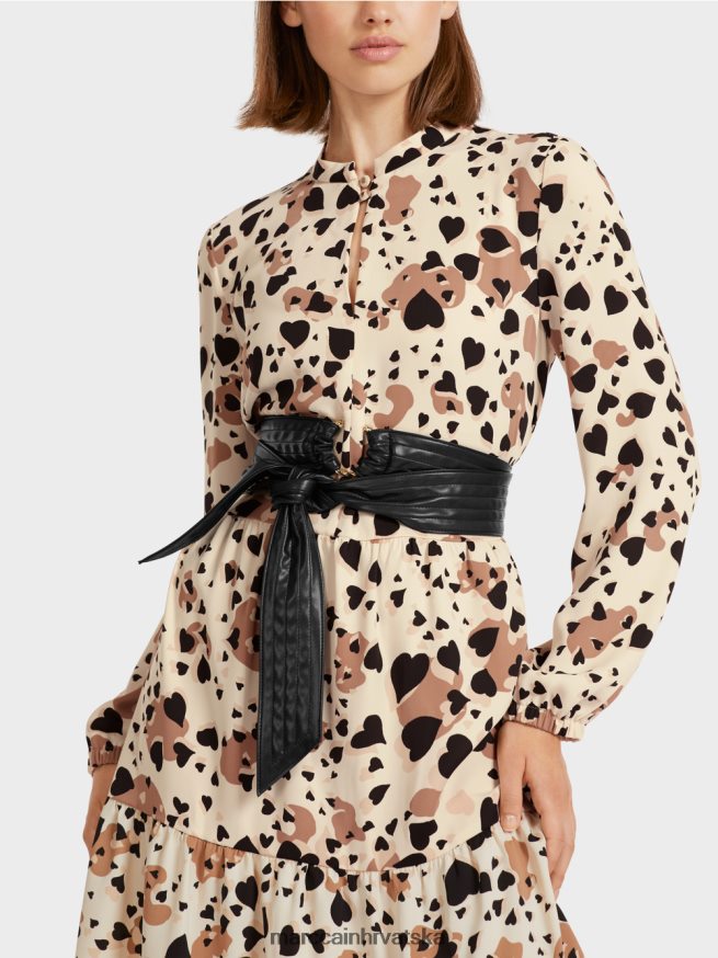 crno Marc Cain pojas oko struka s tordiranim ukrašenim prstenom oprema 4D66P41743