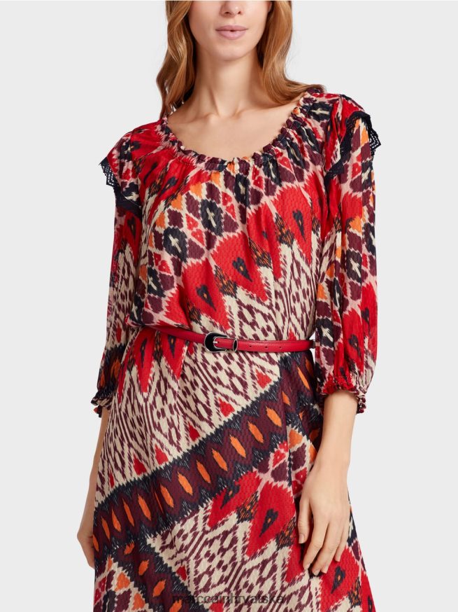 duboka crvena Marc Cain remen na bokovima od kravlje kože oprema 4D66P41714