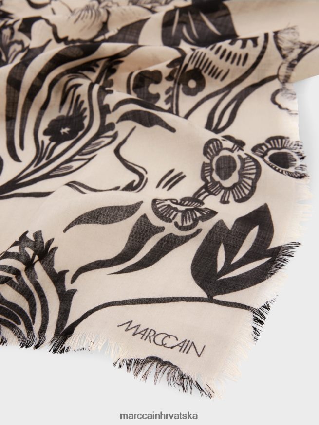 bademov cvijet Marc Cain vuneni šal s printom tetovaže oprema 4D66P41654