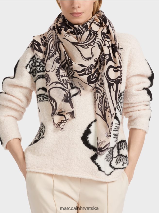 bademov cvijet Marc Cain vuneni šal s printom tetovaže oprema 4D66P41654