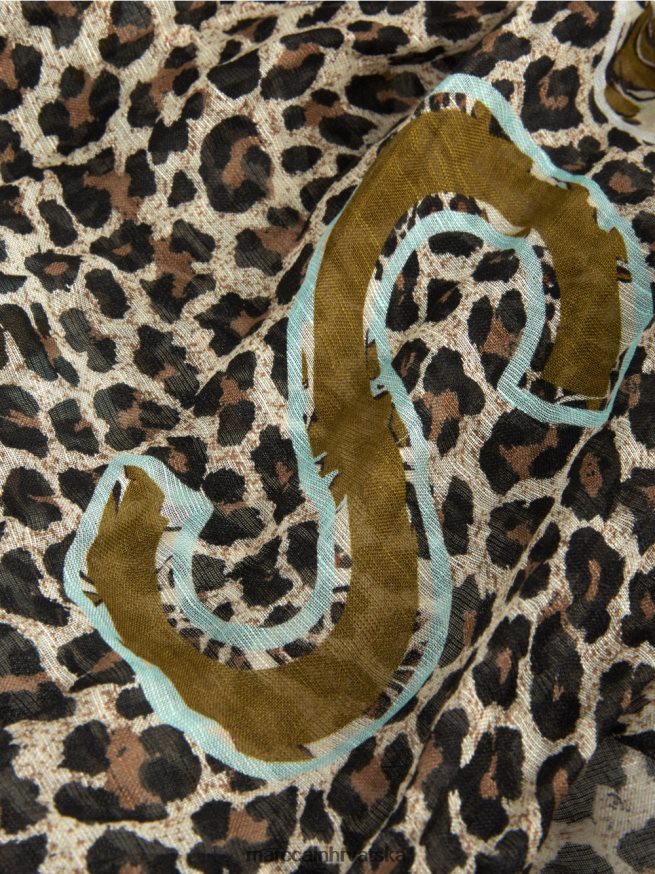 krema u prahu Marc Cain šal s leopard printom i natpisima oprema 4D66P41733