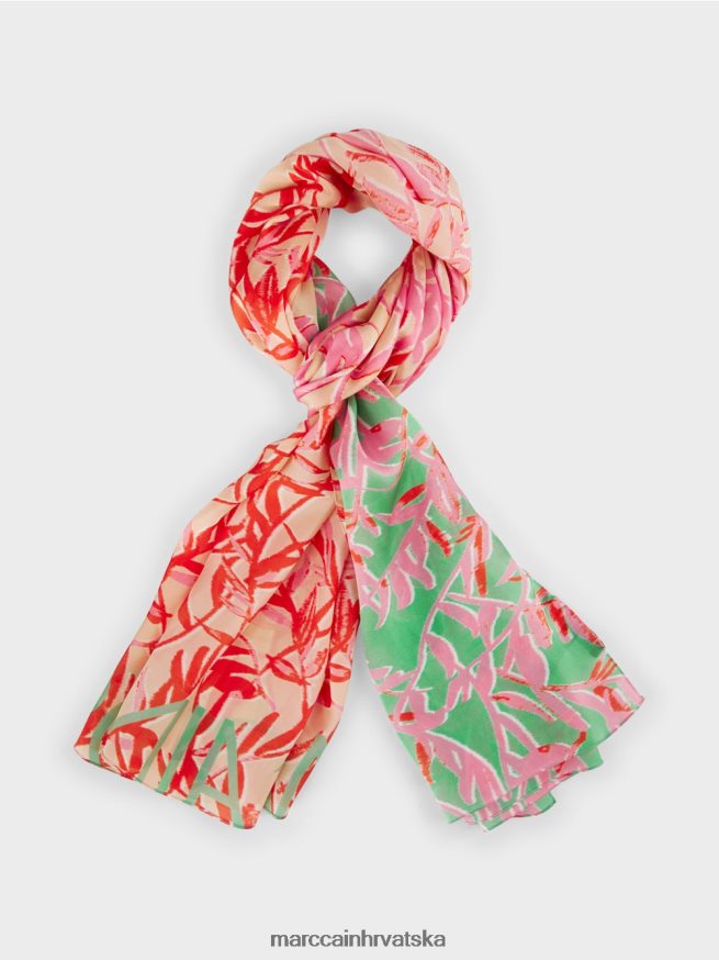 svijetli žad Marc Cain elegantan svileni šal u cvjetnom uzorku oprema 4D66P41736