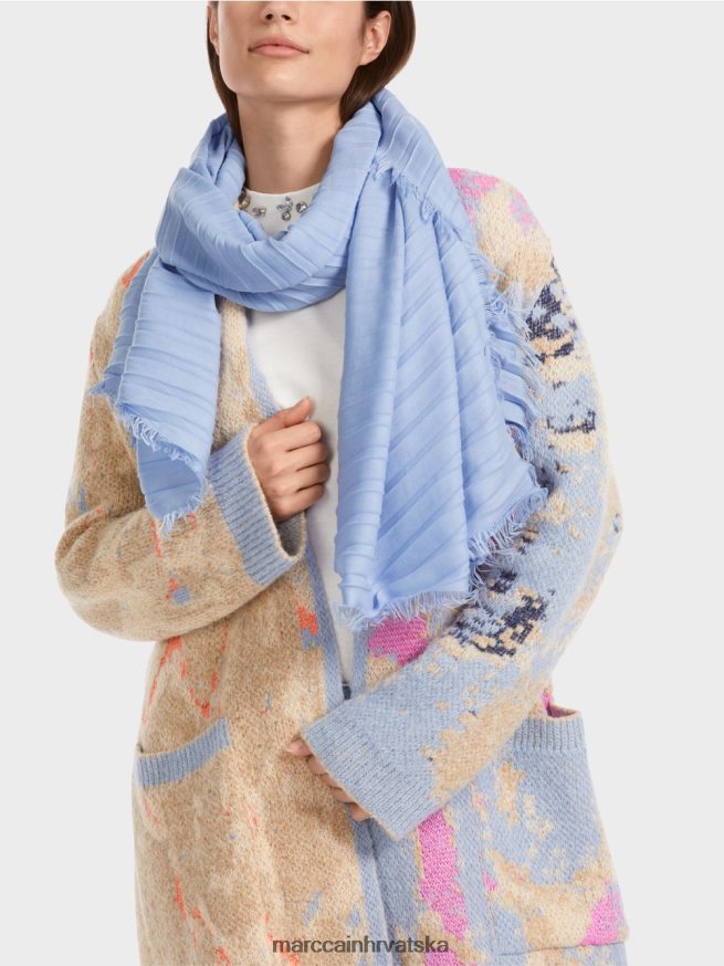 tamno ljetno nebo Marc Cain jednobojni šal s resama oprema 4D66P41675