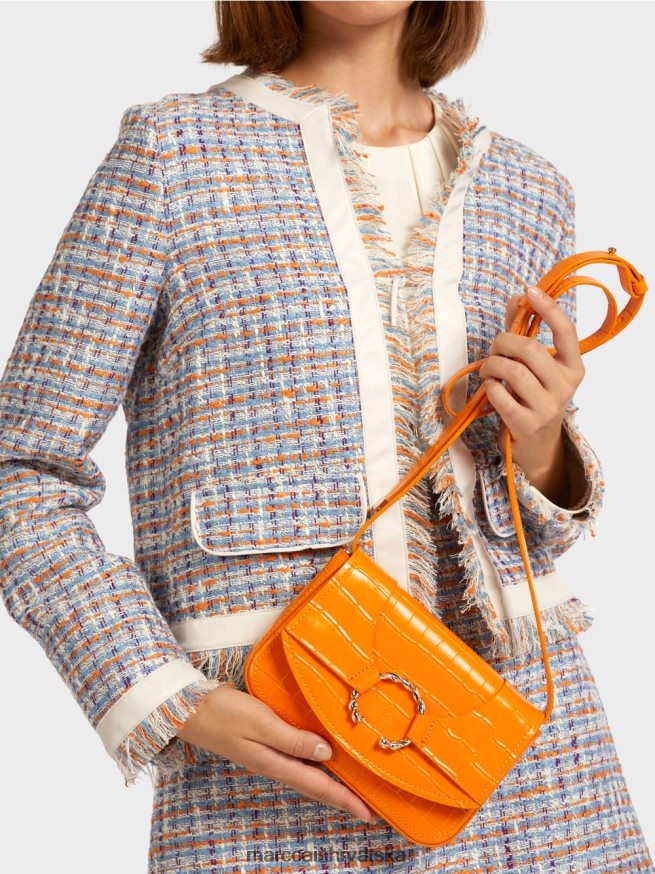 bistra narančasta Marc Cain torba za rame s ukrasnim prstenom oprema 4D66P41544