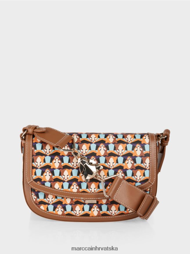 bistra narančasta Marc Cain torba za rame s uzorkom glave leoparda oprema 4D66P41545
