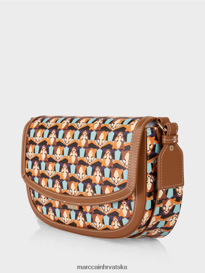 bistra narančasta Marc Cain torba za rame s uzorkom glave leoparda oprema 4D66P41545