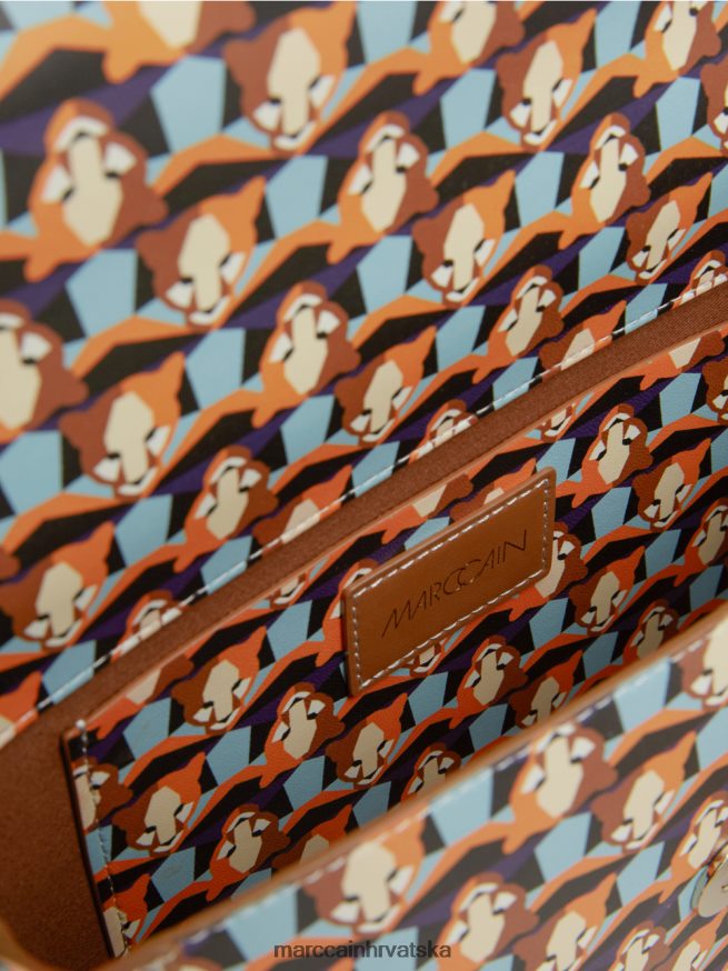 bistra narančasta Marc Cain torba za rame s uzorkom glave leoparda oprema 4D66P41545
