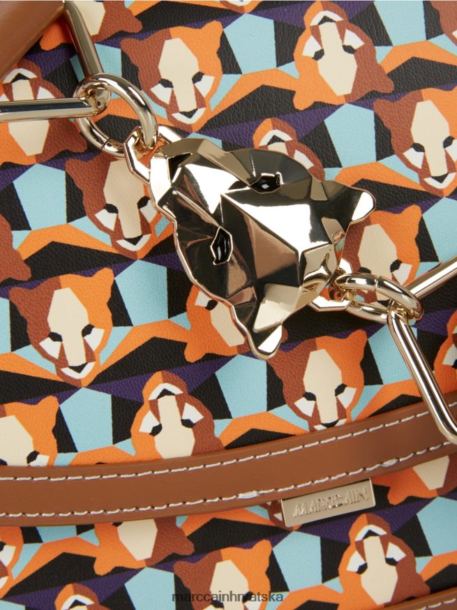 bistra narančasta Marc Cain torba za rame s uzorkom glave leoparda oprema 4D66P41545