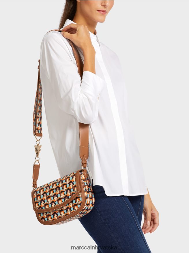 bistra narančasta Marc Cain torba za rame s uzorkom glave leoparda oprema 4D66P41545