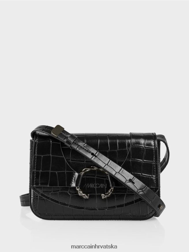 crno Marc Cain torba za rame s ukrasnim prstenom oprema 4D66P41542